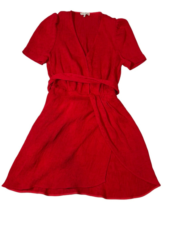 Moon River Dresses & Skirts - Moon River Red Wrap Mini Dress XL Puff Sleeve Belted Romantic Party
